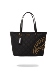 NOIR QUILT GOLD CHAIN SHARK TOTE