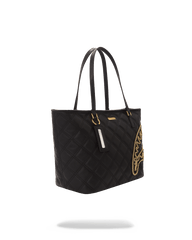 NOIR QUILT GOLD CHAIN SHARK TOTE