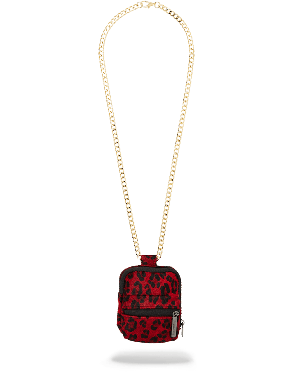 FUR RED LEOPARD BACKPACK CHAIN