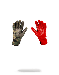 LEFT RED / RIGHT CAMO MONEY DRIPS GLOVES