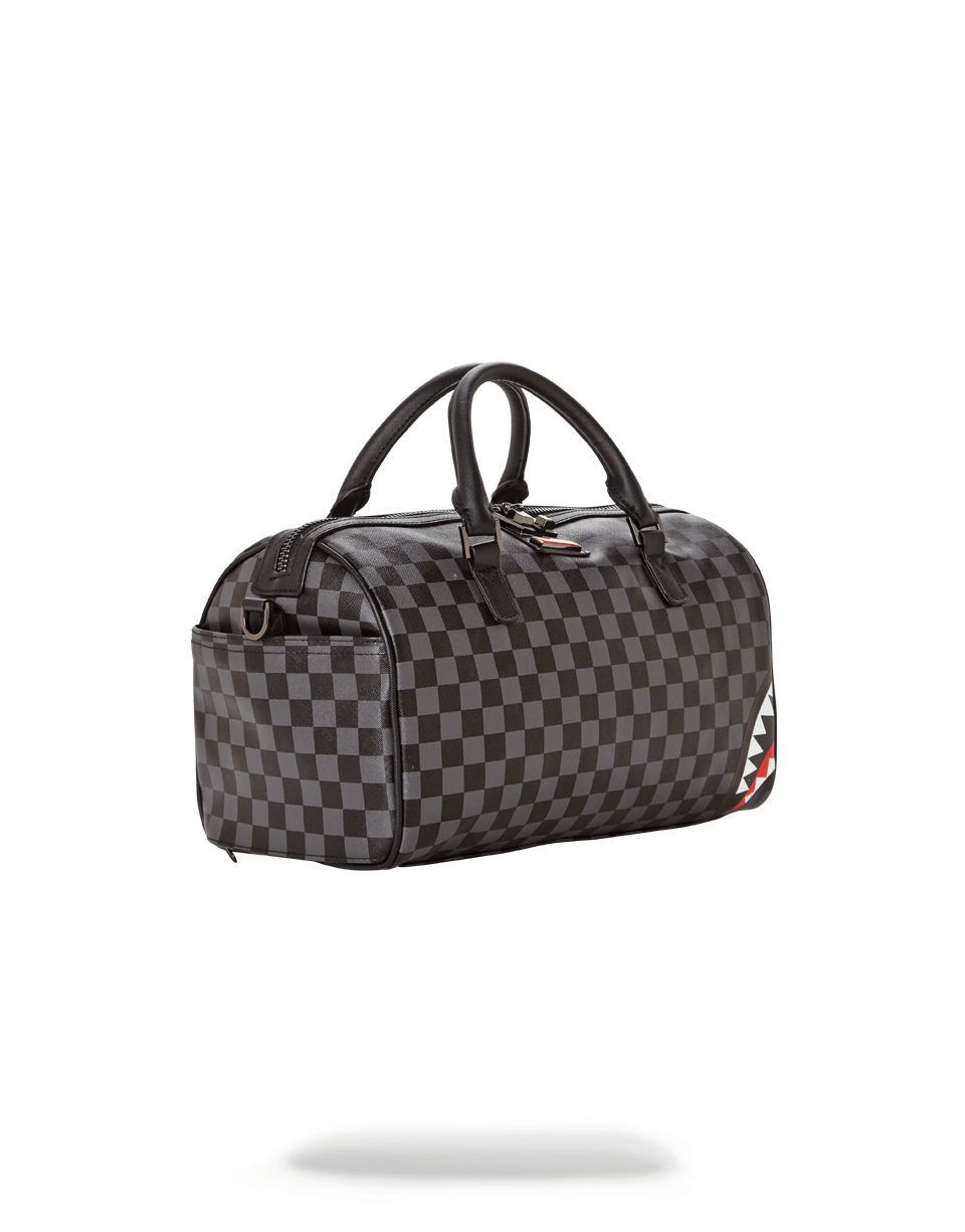 GREY CHECKERED SHARKS IN PARIS MINI DUFFLE
