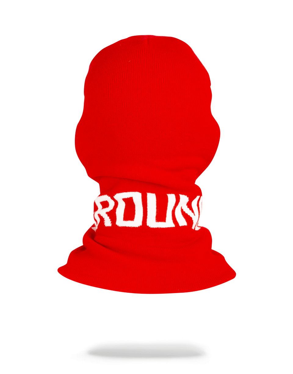 RED SPRAYGROUND LOGO SKI MASK