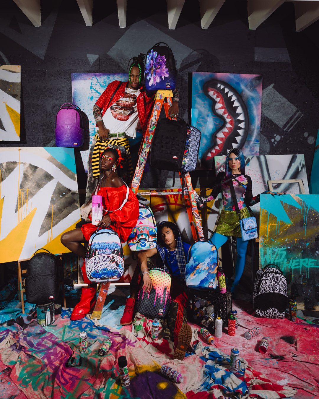 WYNWOOD WALLS COLLAB GRAFFITI UTILITY BACKPACK (8 CAN HOLDER)