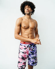 SPLIT CAMO CORTO SWIM TRUNKS