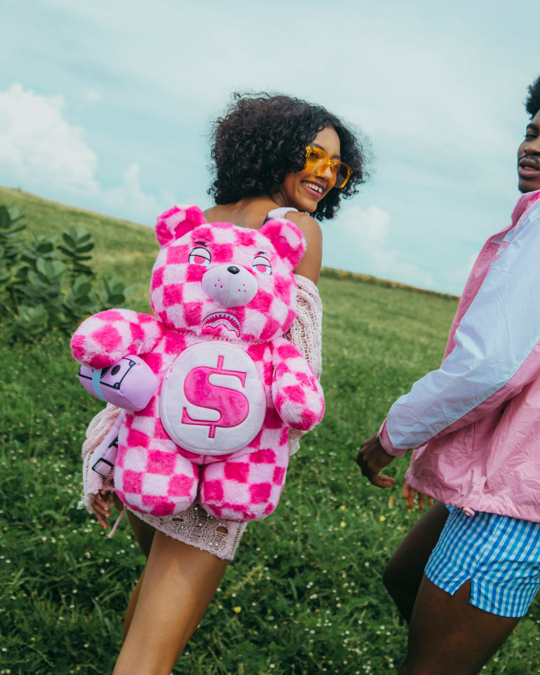 FURZILLA SHARK (PINK CHECK) MONEYBEAR BACKPACK