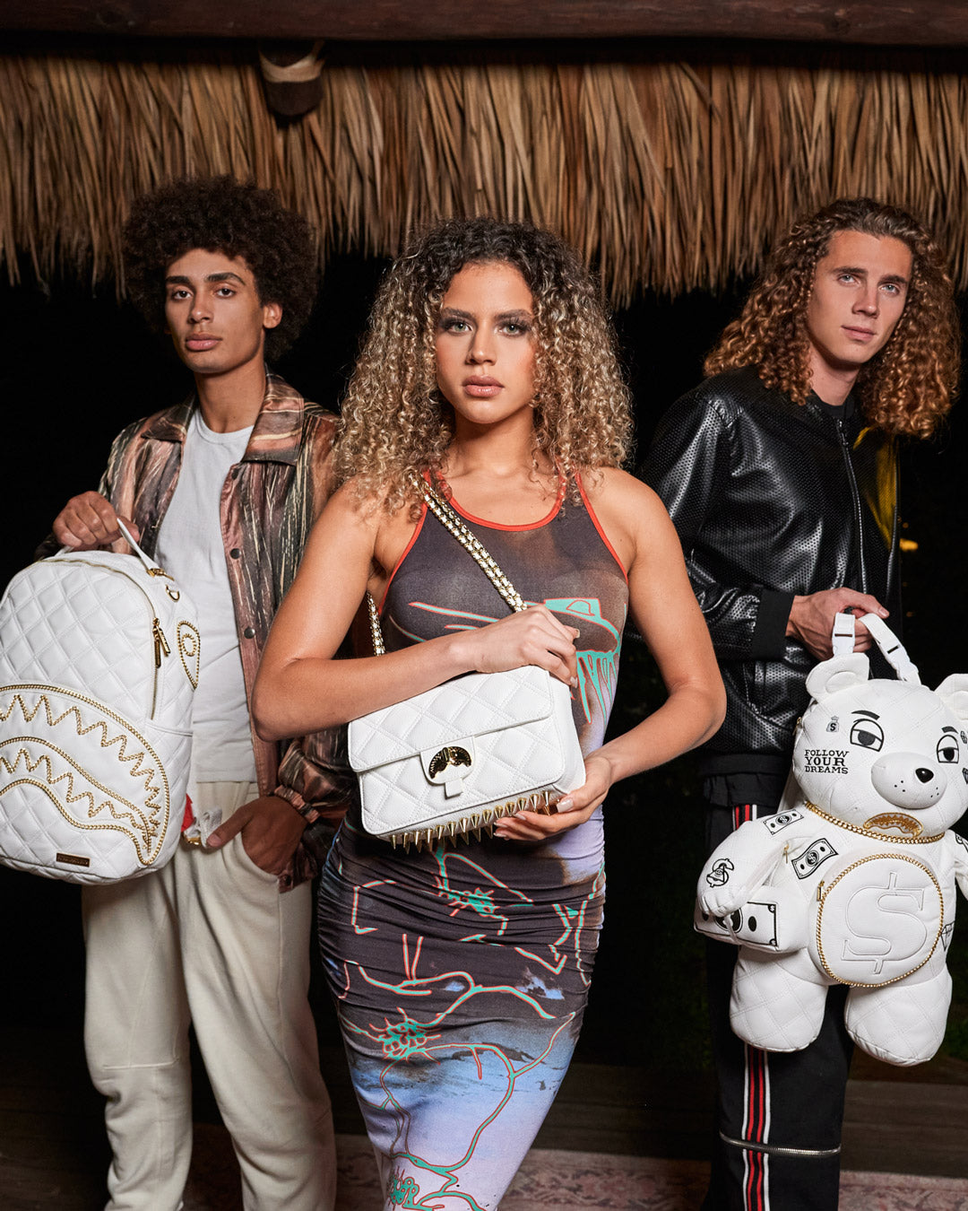 RIVIERA LE BLANC GOLD CHAIN SHARK HANDBAG