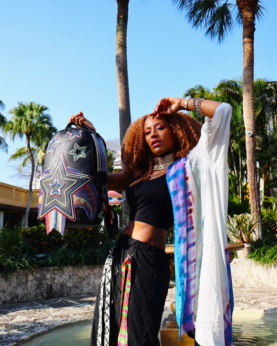 STAR RACER A.I.7 SANDFLOWER COLLAB BEADED BACKPACK