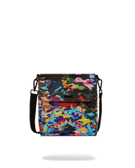 SLICED AND DICED CAMO MESSENGER SLING BAG