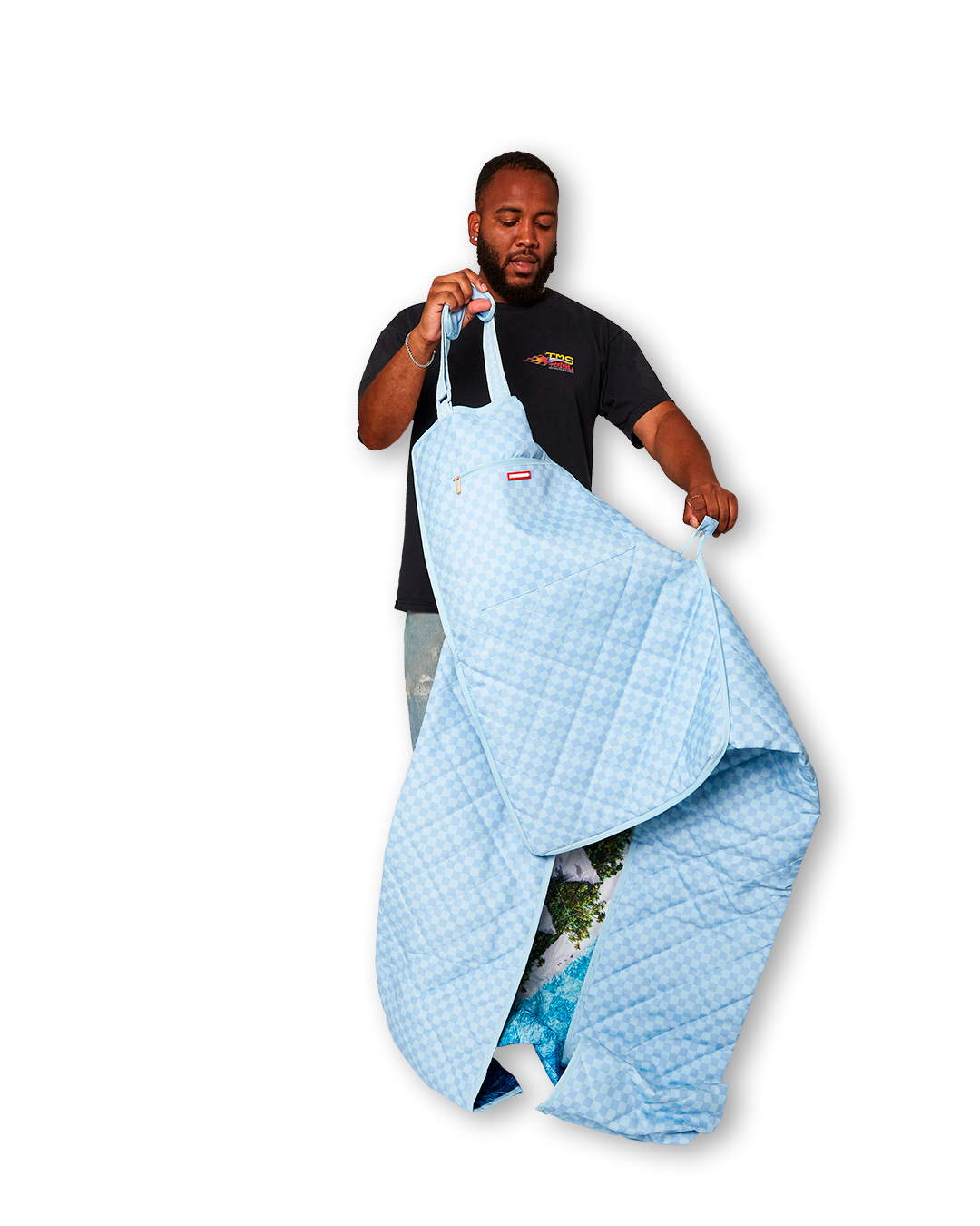 SHARK ISLAND PACKABLE BEACH MAT BLANKET WATER RESISTANT CONVERTIBLE TOTE