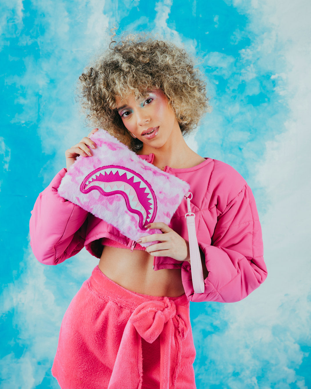 FURRROCIOUS IN PINK CROSSOVER CLUTCH