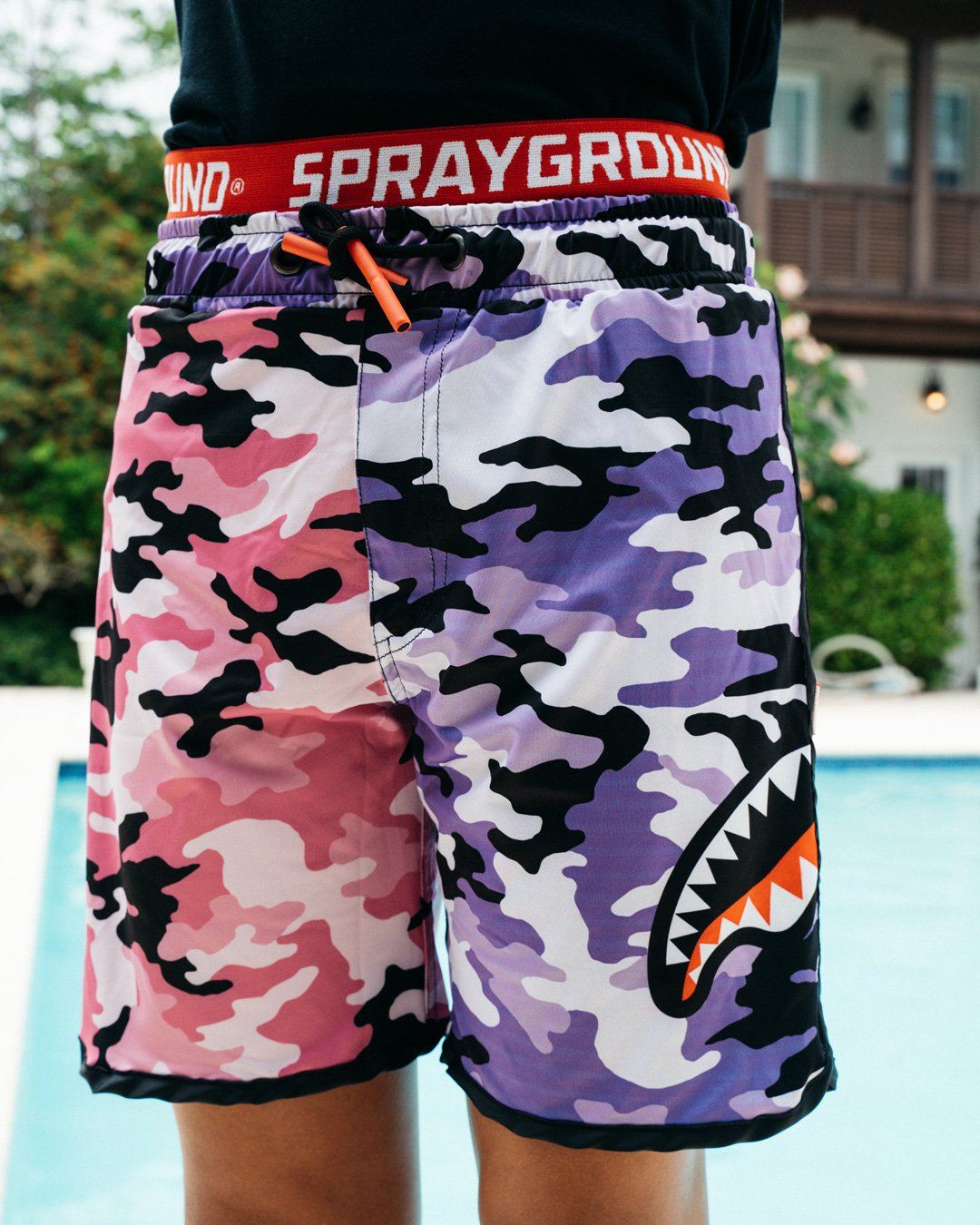 KIDS SPLIT CAMO SWIM TRUNKS