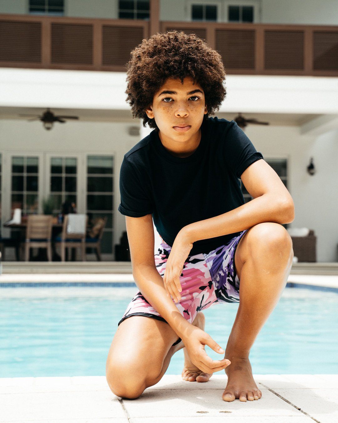 KIDS SPLIT CAMO SWIM TRUNKS