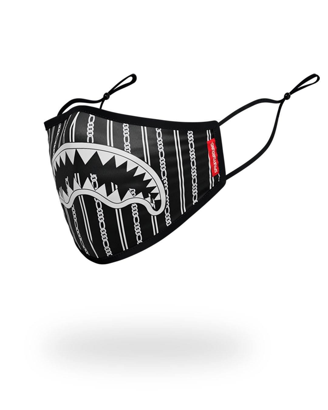 ADULT REVERSE SHARKS IN PARIS (BLACK) FORM FITTING FACE MASK