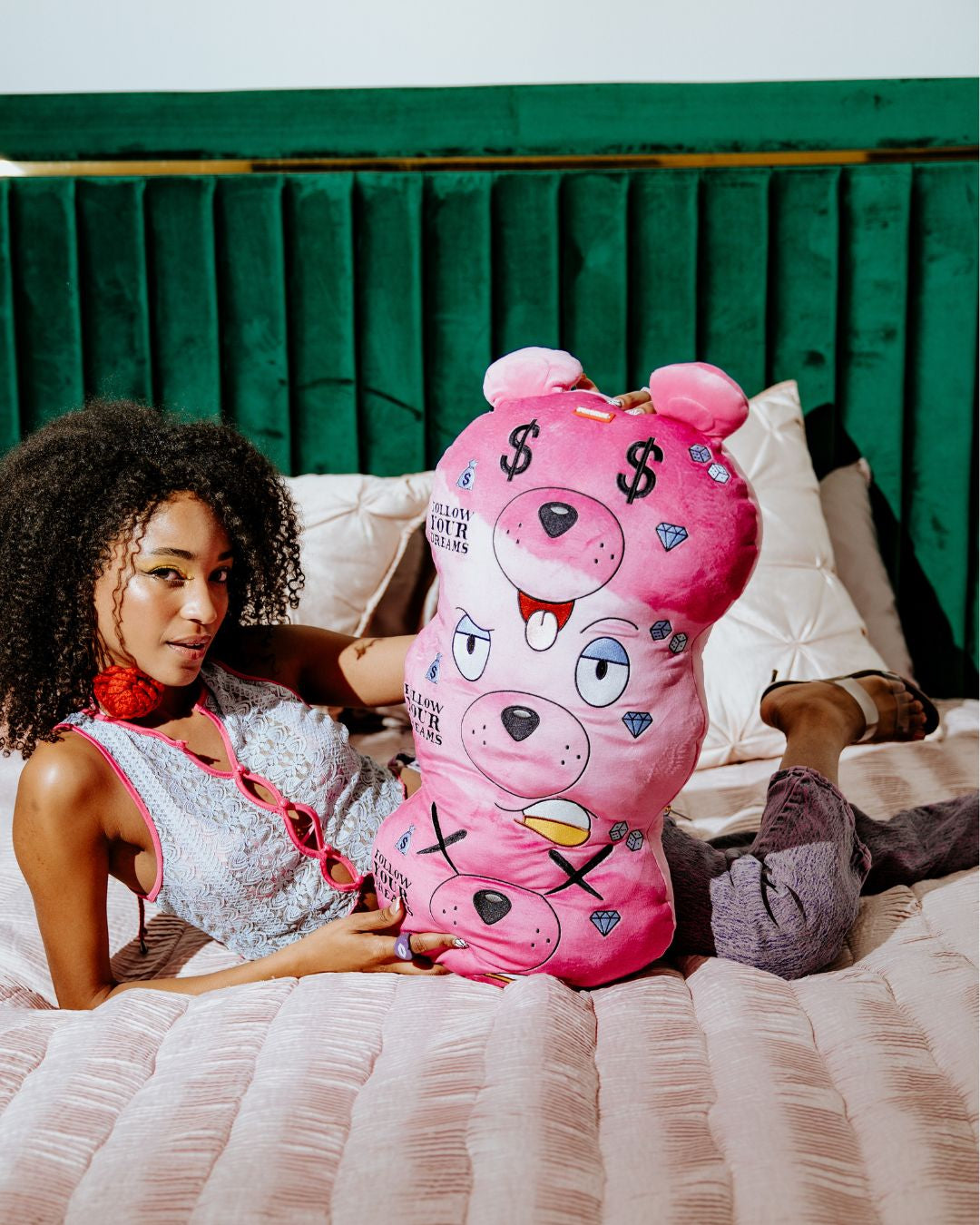 MONEYBEAR TRIPLE PINK PLUSH TOY/PILLOW