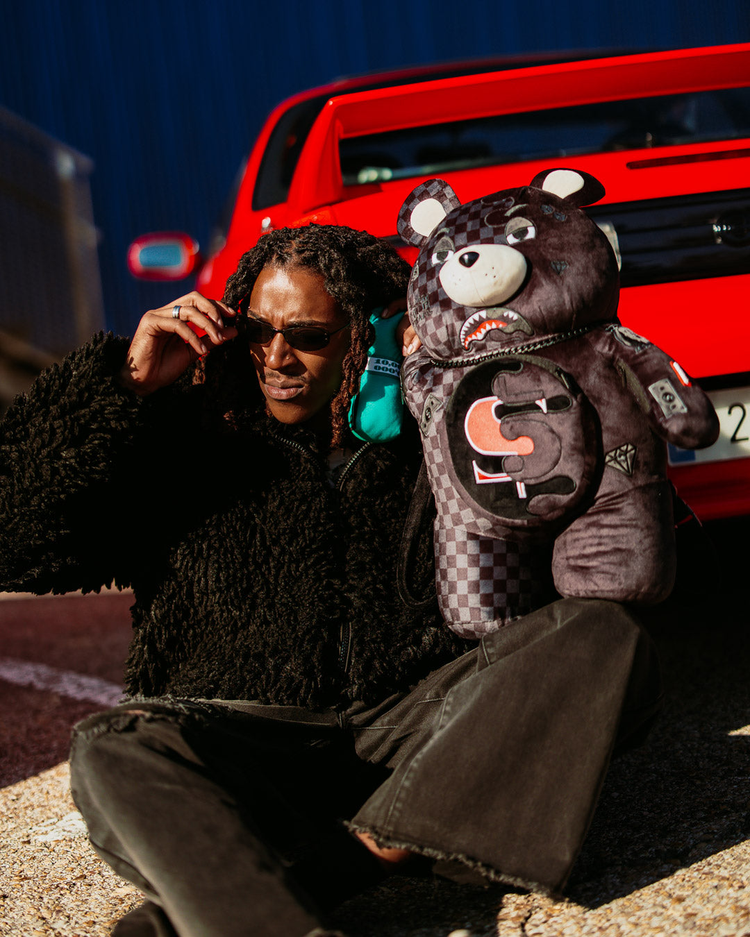 SPEED SHARK SIDE SWIPE MONEYBEAR TEDDY BEAR BACKPACK