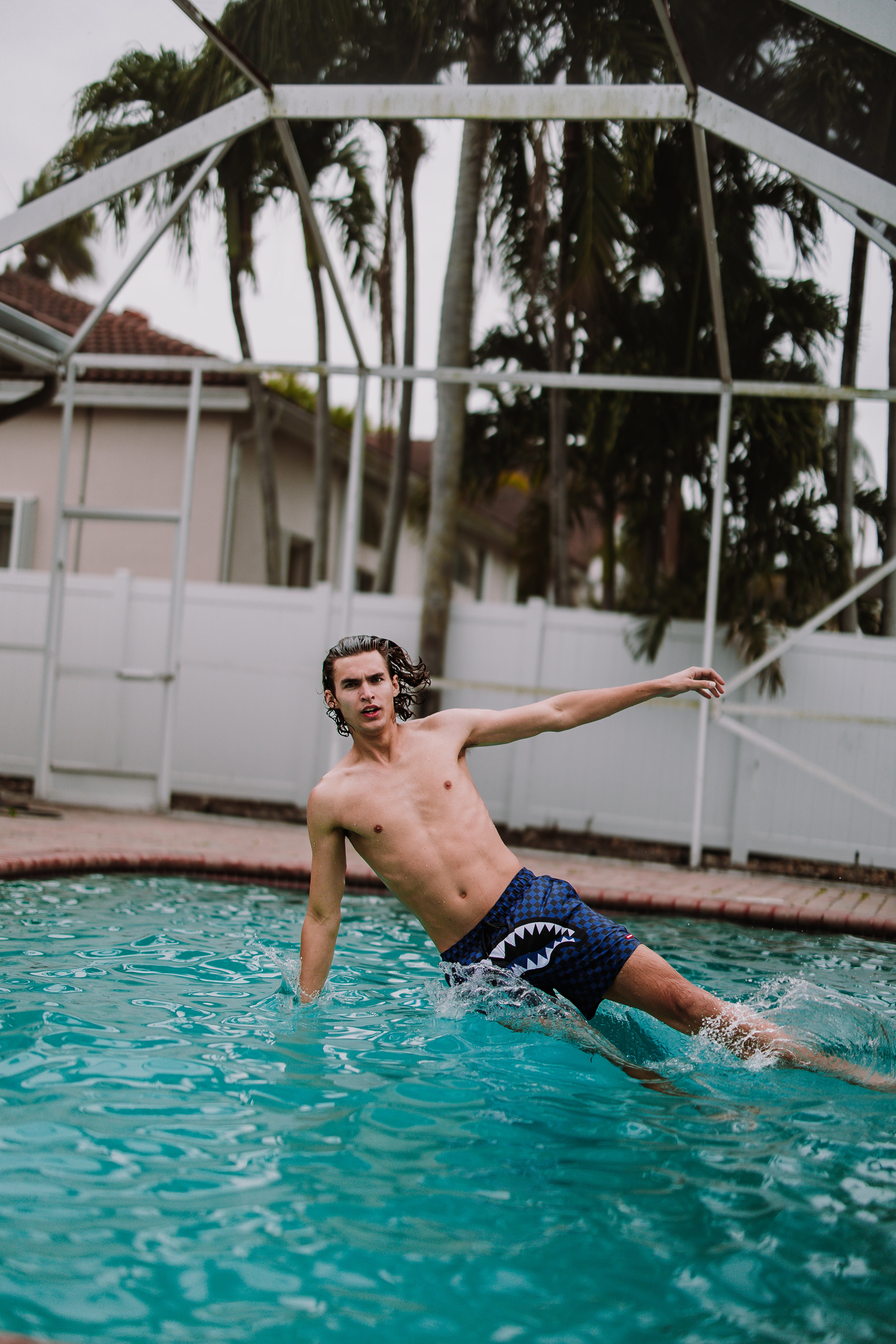 MIDNIGHT MAGIC SHARKS IN PARIS SWIM SHORTS