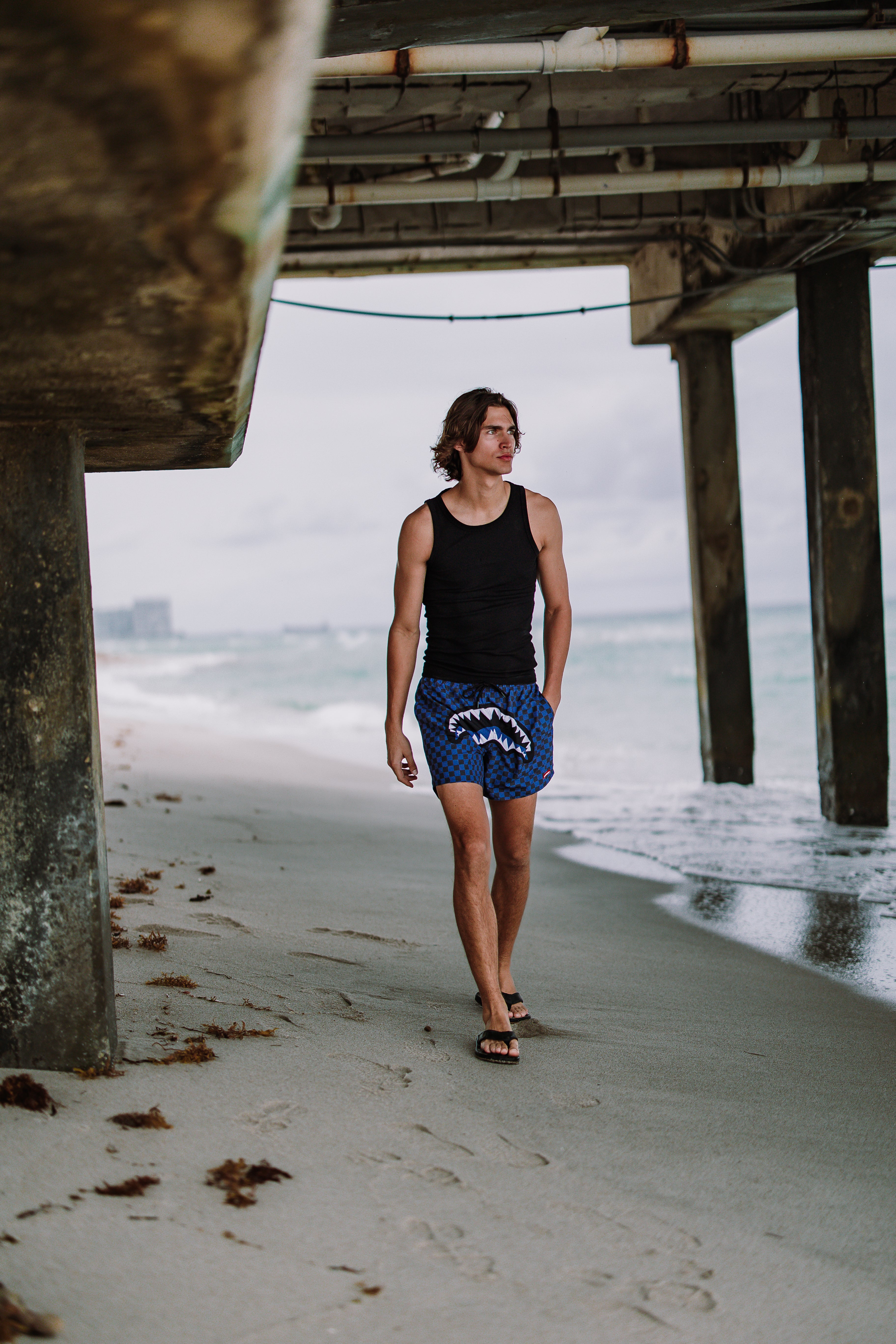 MIDNIGHT MAGIC SHARKS IN PARIS SWIM SHORTS