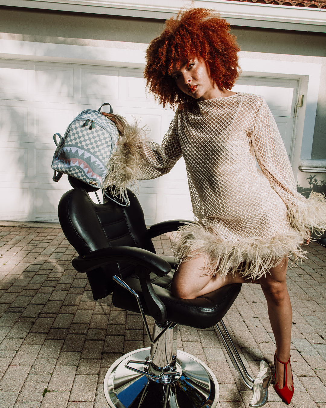 KNIT SHARKS IN PARIS IN CREAM SAVAGE BACKPACK